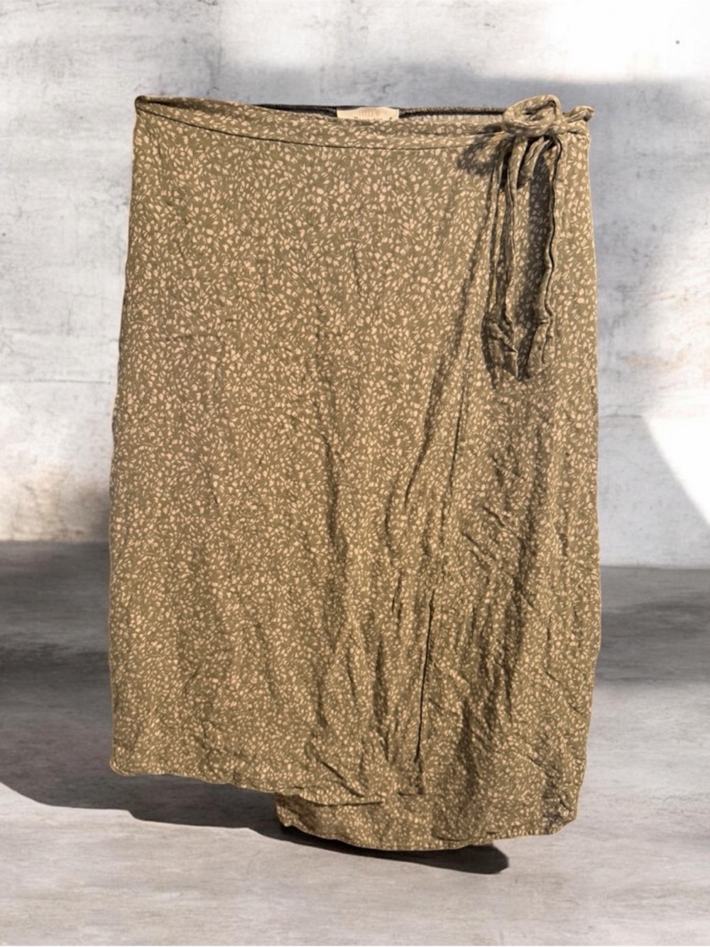 URBAN Romantics Olive Green Midi Wrap Skirt